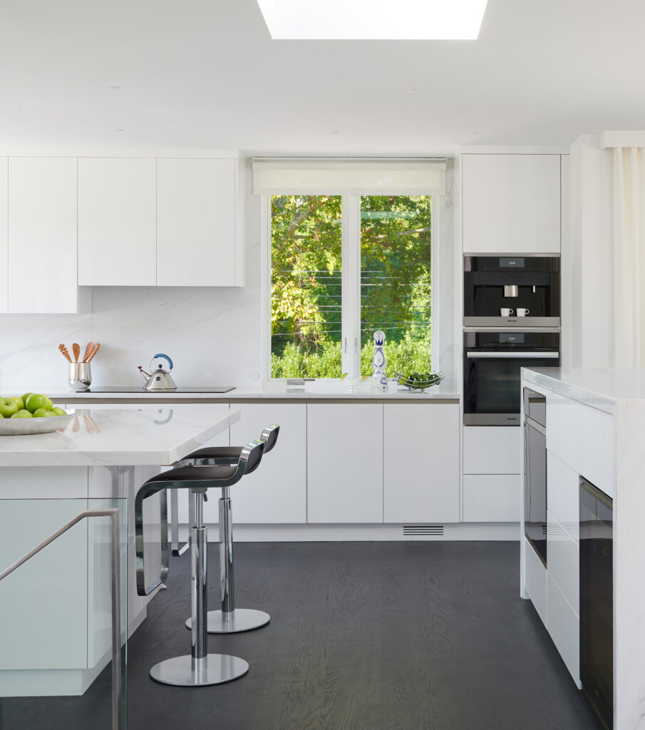 Modern kitchen with simple white cabinets