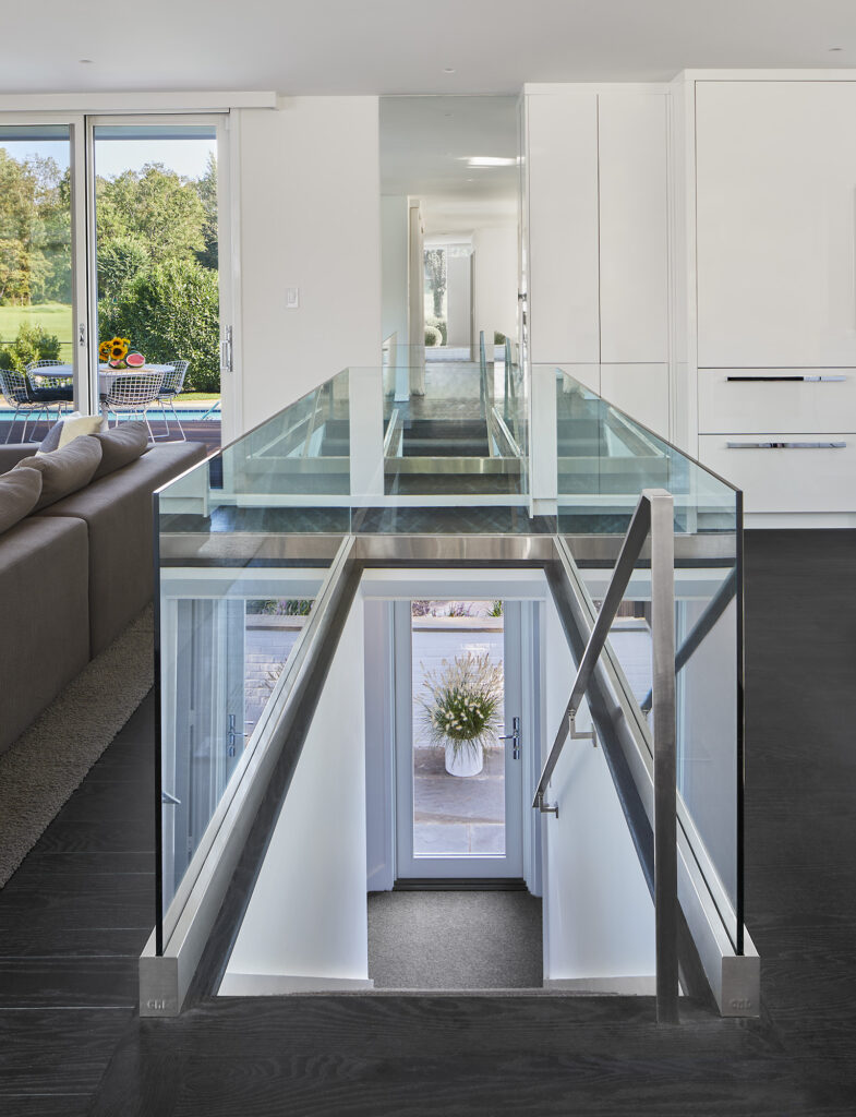 Modern Glass encased stairway